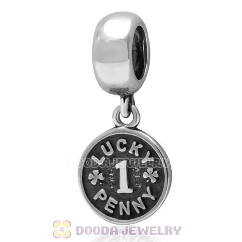 Antique Sterling Silver Dangle LUCKY PENNY 1 Beads European Style