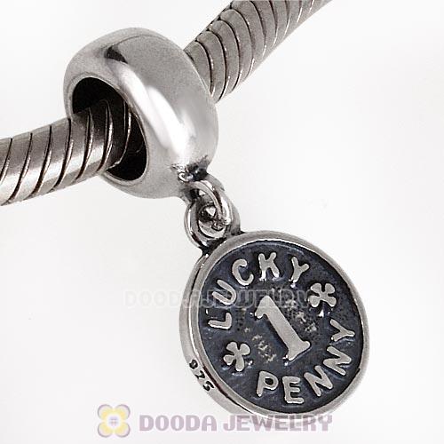 Antique Sterling Silver Dangle LUCKY PENNY 1 Beads European Style