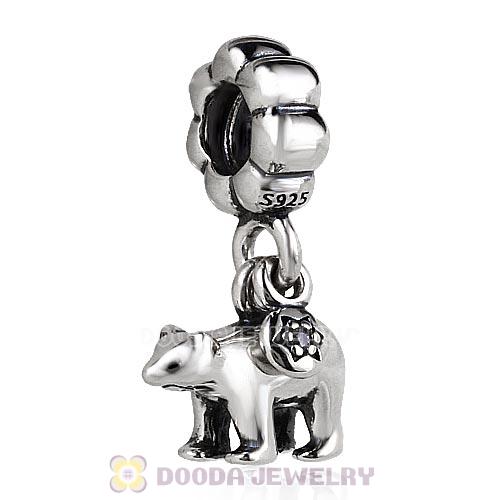 Antique Sterling Silver Dangle Polar Bear Charm Beads with Screw Thread