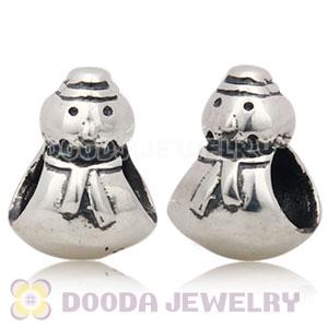 Solid Sterling Silver European Style Christmas Snowman Beads and Charms