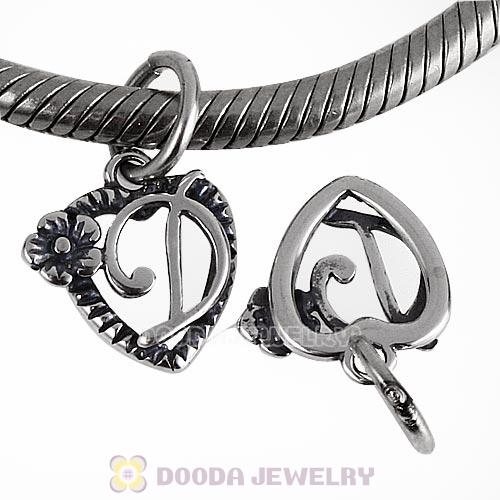 New Style Authentic Sterling Silver Heart Dangle Letter D Beads