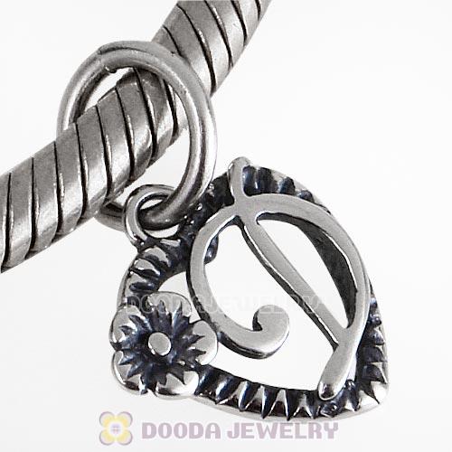 New Style Authentic Sterling Silver Heart Dangle Letter D Beads
