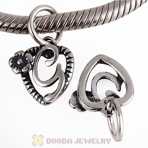 New Style Authentic Sterling Silver Heart Dangle Letter G Beads