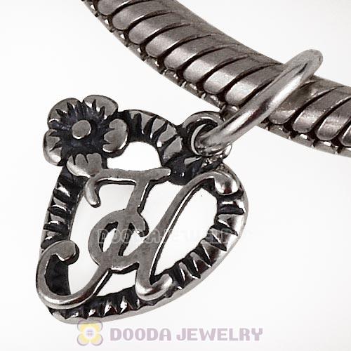 New Style Authentic Sterling Silver Heart Dangle Letter H Beads