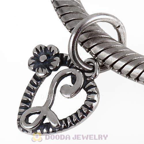 New Style Authentic Sterling Silver Heart Dangle Letter L Beads
