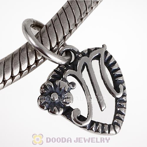 New Style Authentic Sterling Silver Heart Dangle Letter M Beads