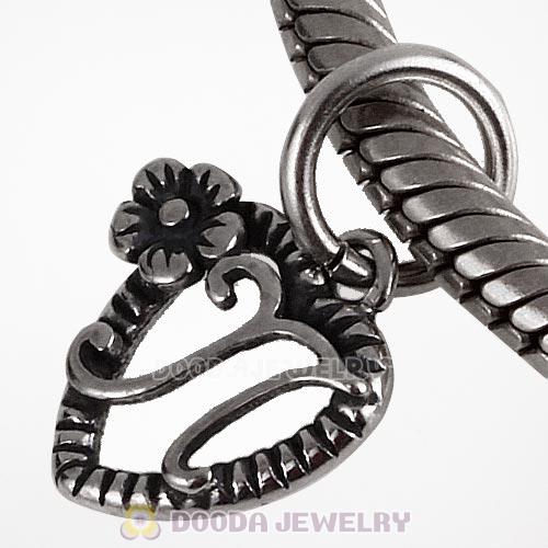 New Style Authentic Sterling Silver Heart Dangle Letter N Beads