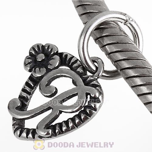 New Style Authentic Sterling Silver Heart Dangle Letter R Beads