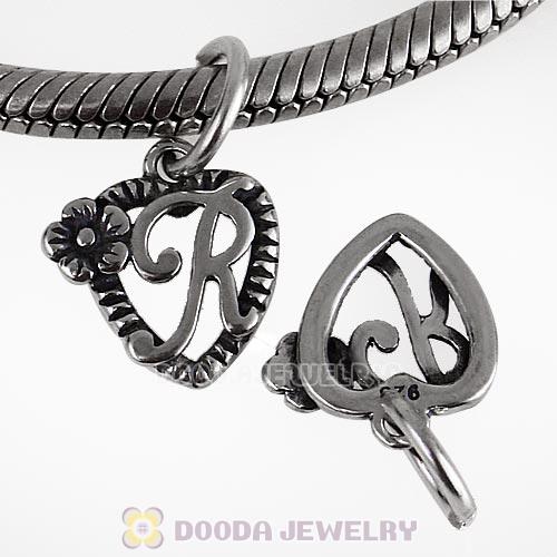 New Style Authentic Sterling Silver Heart Dangle Letter R Beads