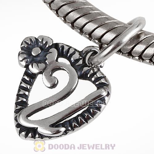 New Style Authentic Sterling Silver Heart Dangle Letter U Beads