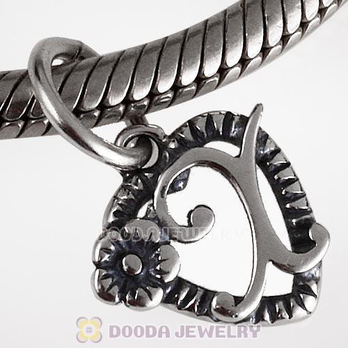 New Style Authentic Sterling Silver Heart Dangle Letter X Beads