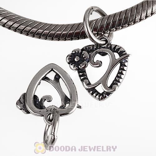 New Style Authentic Sterling Silver Heart Dangle Letter X Beads
