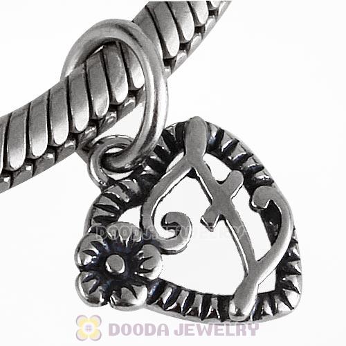 New Style Authentic Sterling Silver Heart Dangle Letter Z Beads