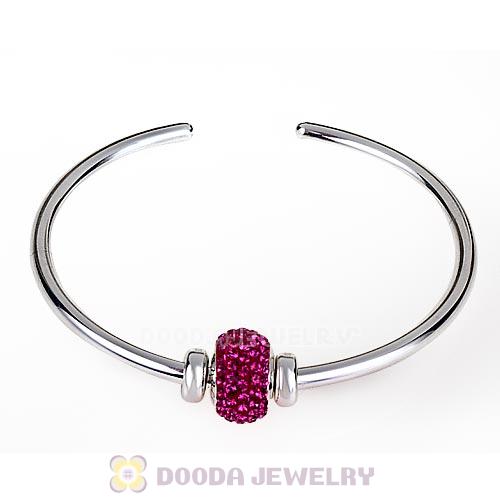 19cm 925 Sterling Silver European Style Bangle with 2 Stopper Beads