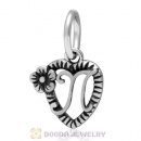 New Style Authentic Sterling Silver Heart Dangle Letter N Beads