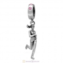 Sterling Silver Lady Runner Dangling Bead with Lt Rose Austrian Crystal