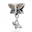 925 Sterling Silver Come Fly With Me Charm with Jonquil Austrian Crystal