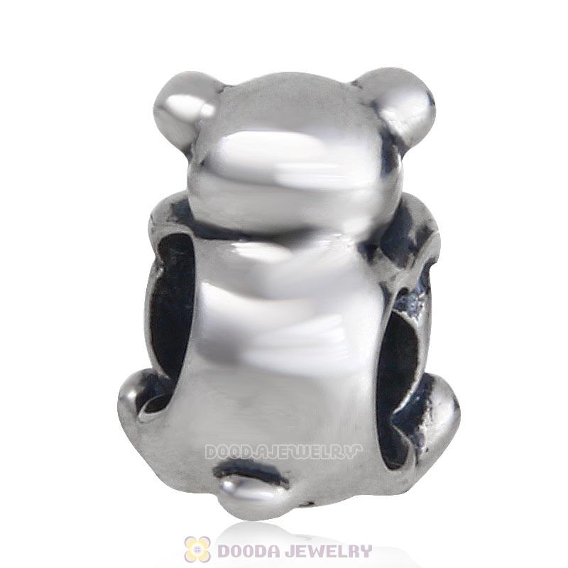 Bear Hug Heart Charm 925 Sterling Silver with Tanzanite Austrian Crystal