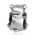 Bear Hug Heart Charm 925 Sterling Silver with Emerald Austrian Crystal