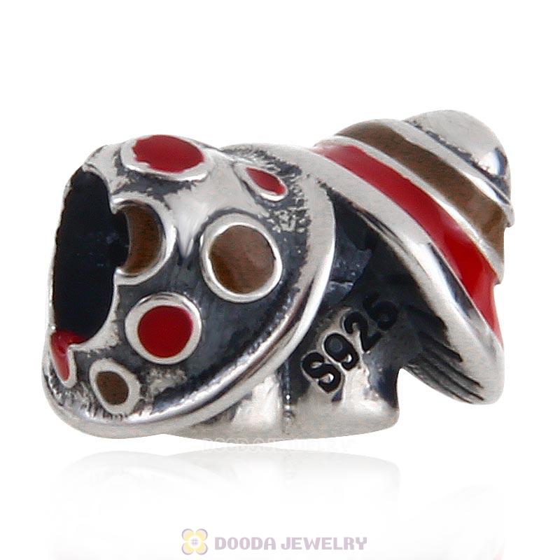 Forest Mushroom Bead 925 Sterling Silver with Enamel 