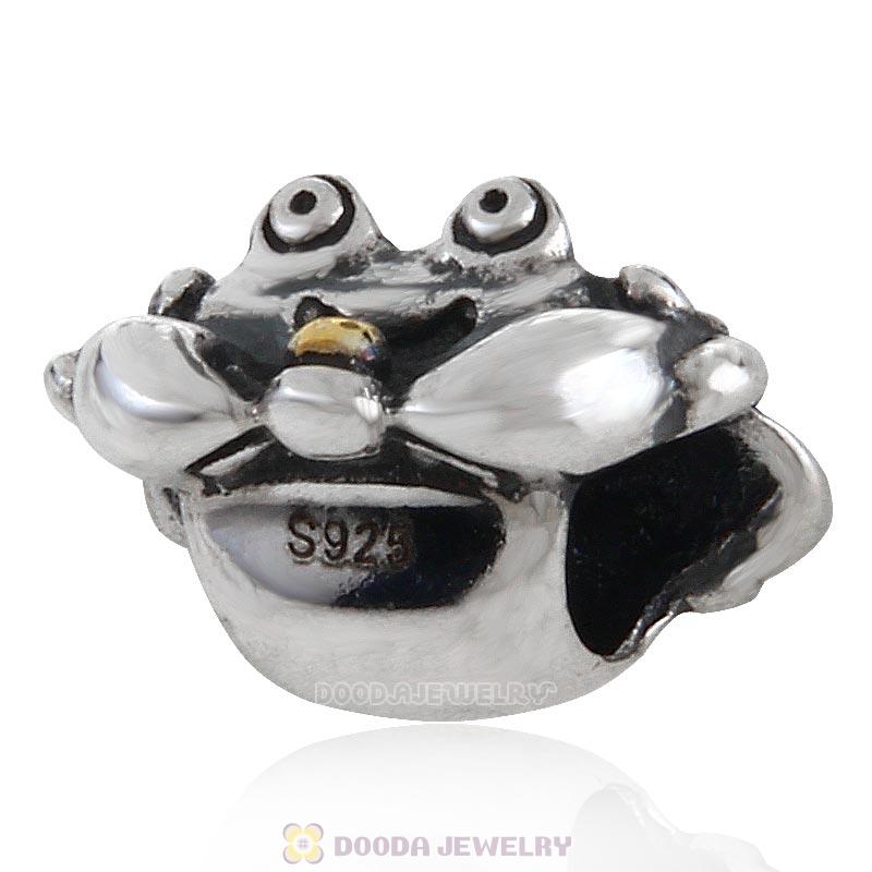 Happy Crab Antique Sterling Silver Gold Plated Bead 