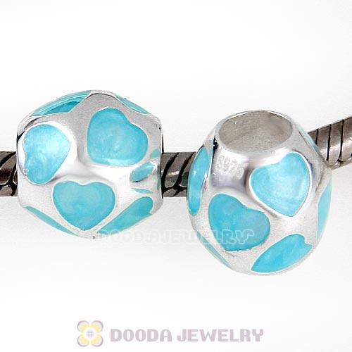 Light Blue Love You Charm 925 Sterling Silver European Bead