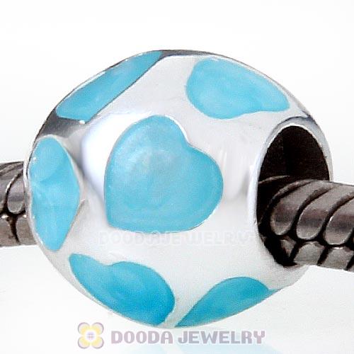 Light Blue Love You Charm 925 Sterling Silver European Bead