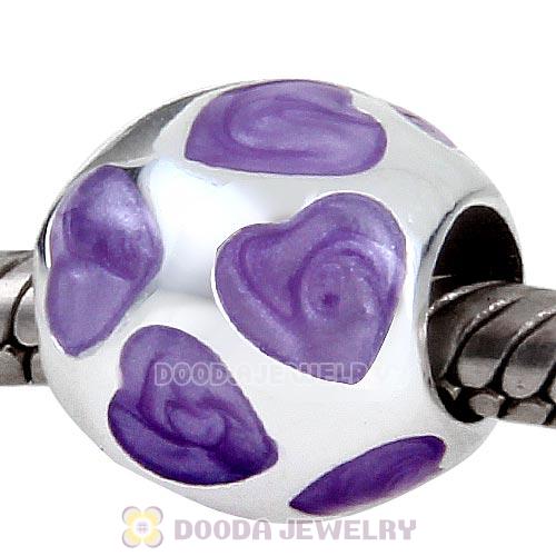 Enamel Purple Love You Charm 925 Sterling Silver European Bead