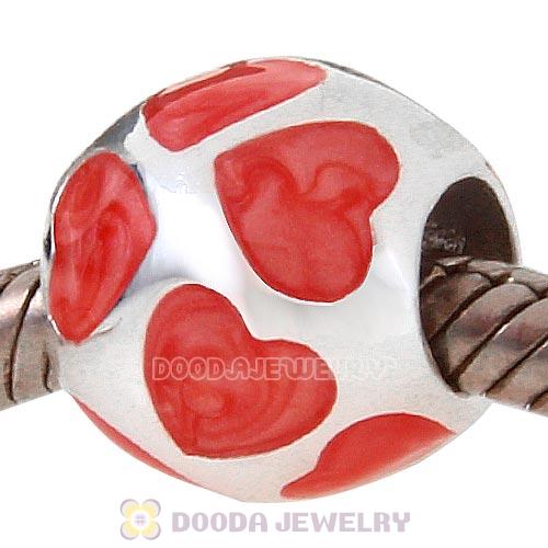 Enamel Orange Heart 925 Sterling Silver European Charm Bead