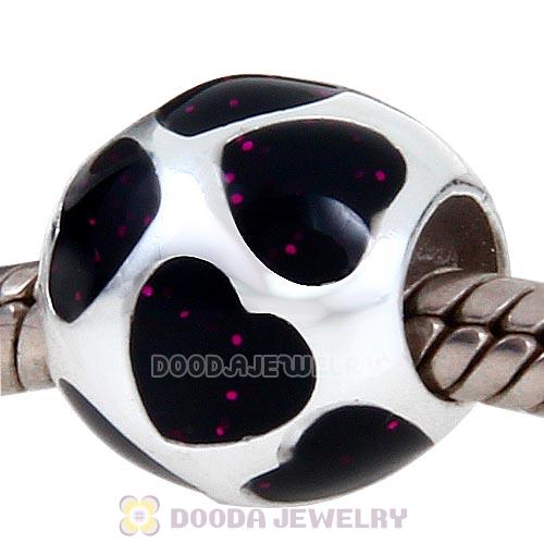 Enamel Dark Purple Love You Charm Sterling Silver European Bead