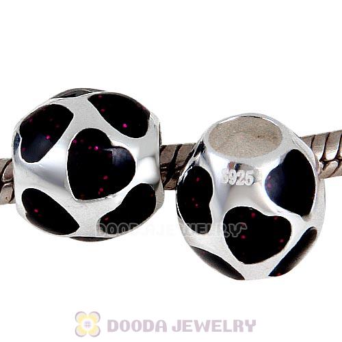 Enamel Dark Purple Love You Charm Sterling Silver European Bead