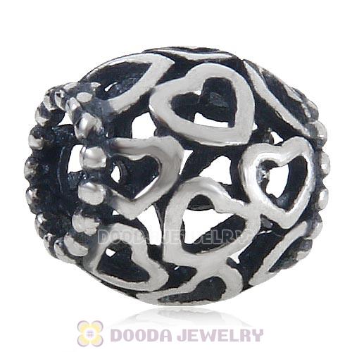 Solid Antique Sterling Silver Open Your Heart Charm Bead