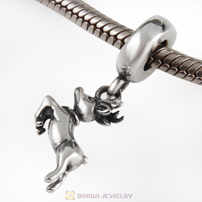 Running Reindeer 925 Sterling Silver Reindeer Dangling Bead for Christmas 