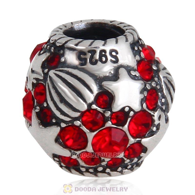 925 Sterling Silver  Buried Treasure Bead with Lt Siam Australian Crystal