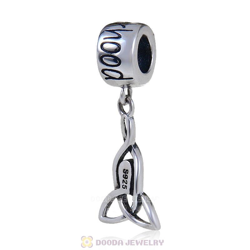 925 Sterling Silver Motherhood Dangle Charm with Rose Australian Crystal