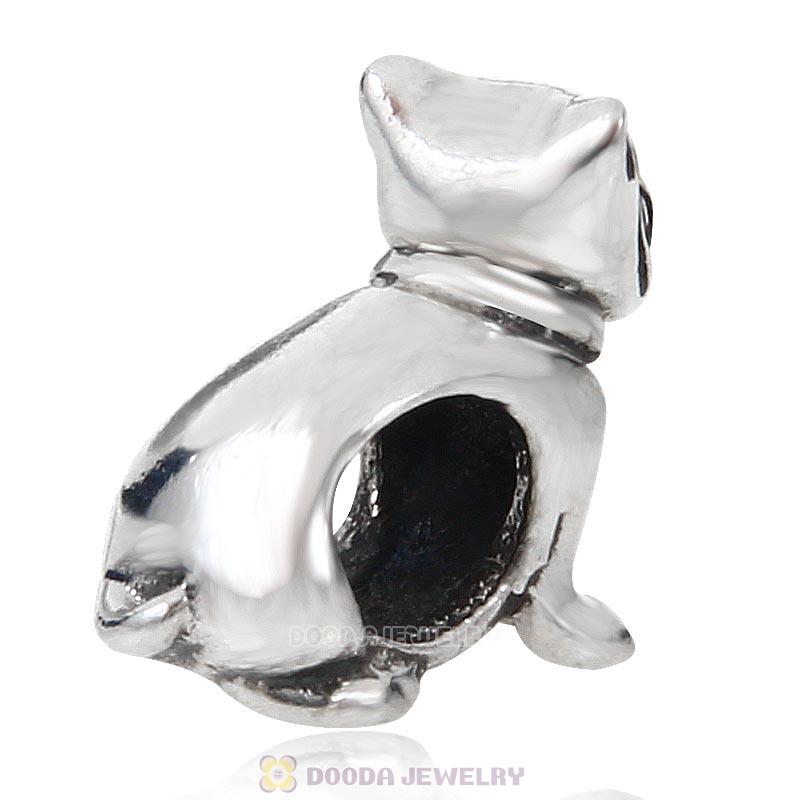 Antique Sterling Silver Sitting Dog Charm Bead
