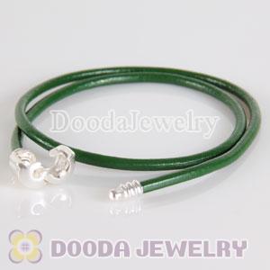 44cm European Slippy Green Leather Necklace without stamped on Clip