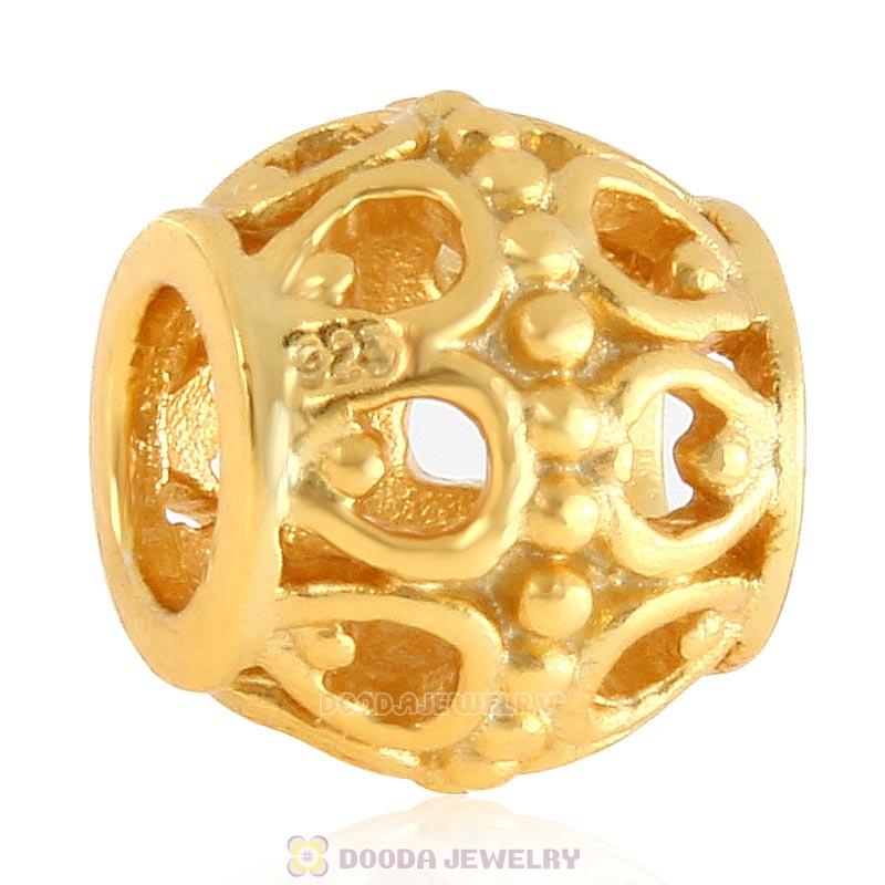 Gold Plated Sterling Silver European A Cloud Silver Lining Charm Beads