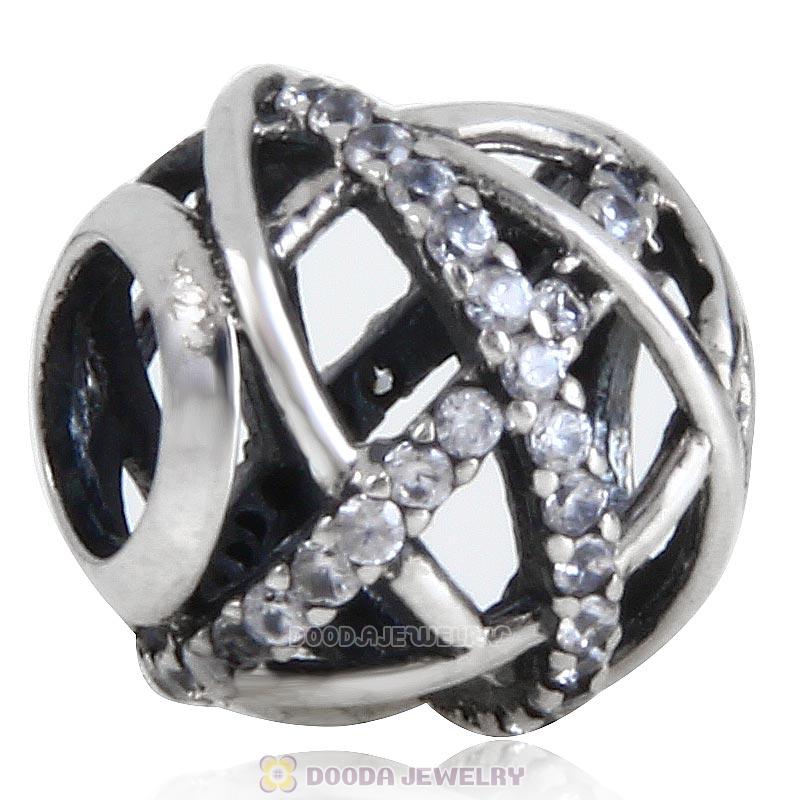 925 Sterling Silver Galaxy Charm Bead With Clear CZ Stone