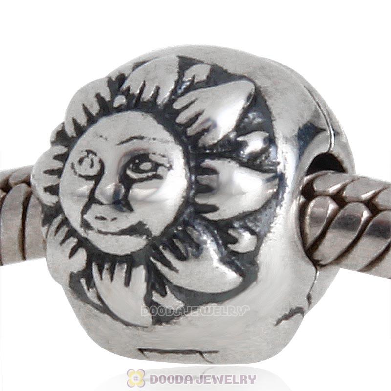 925 Sterling Silver Night and Day Moon Sun Clip Charm Bead