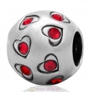 925 Sterling Silver Love All Round Charm with Lt Siam Australian Crystals Bead