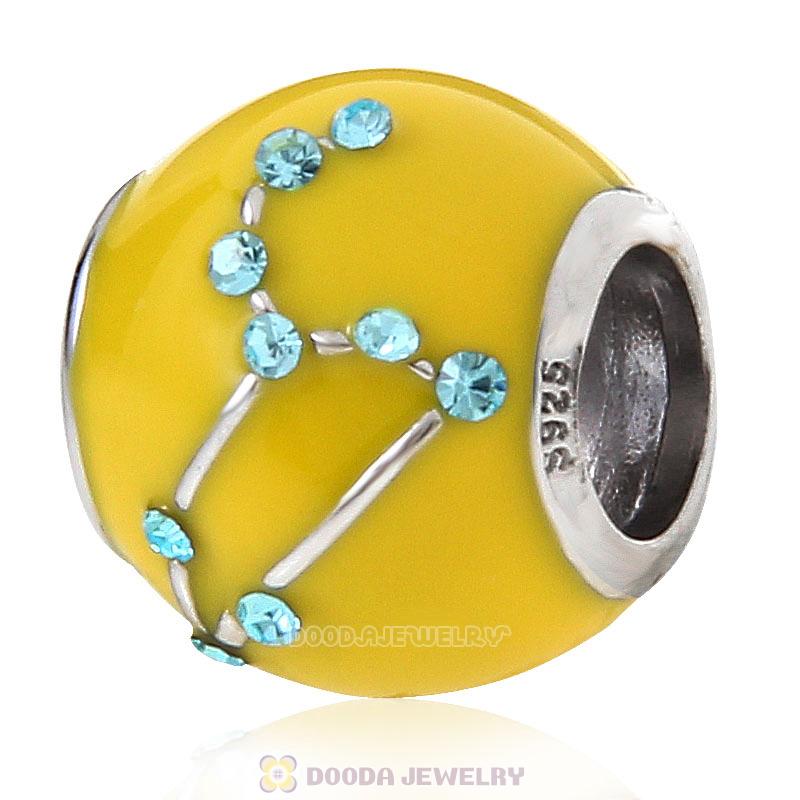 925 Sterling Silver Enamel Charm Zodiac Sign Leo Bead 