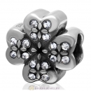 925 Sterling Silver Lucky Four Leaf Clover with Cear Crystal Charm Bead