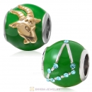 925 Sterling Silver Enamel Charm Zodiac Sign Capricorn Bead