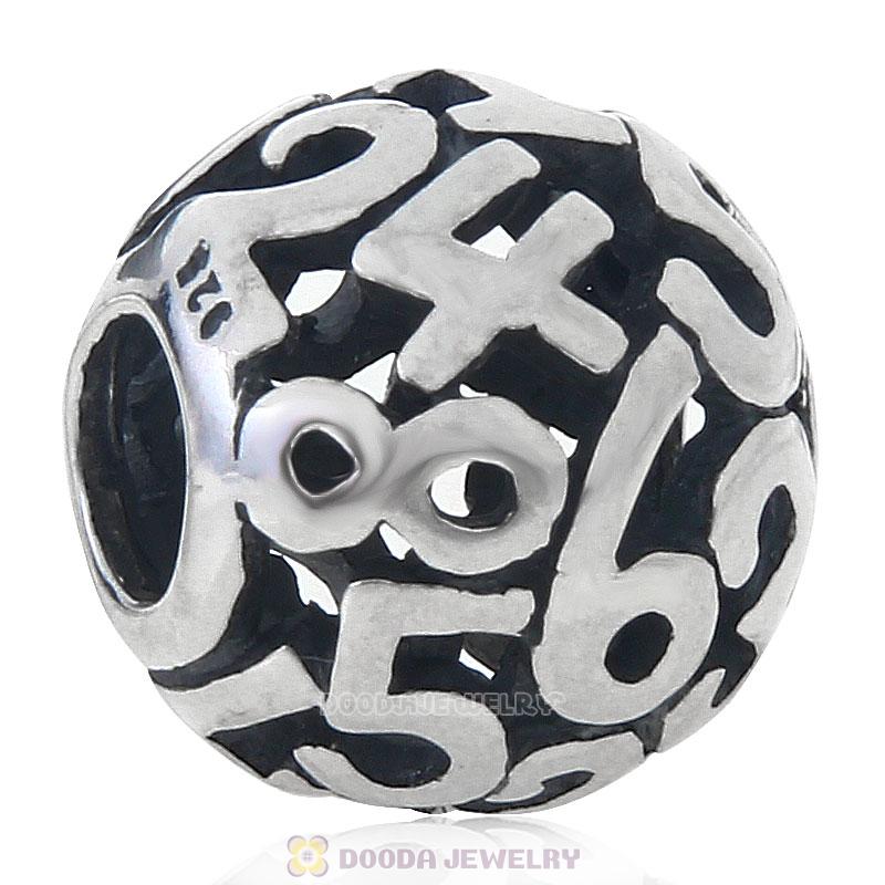 925 Sterling Silver 0 to 9 Combination Number Charm European Bead