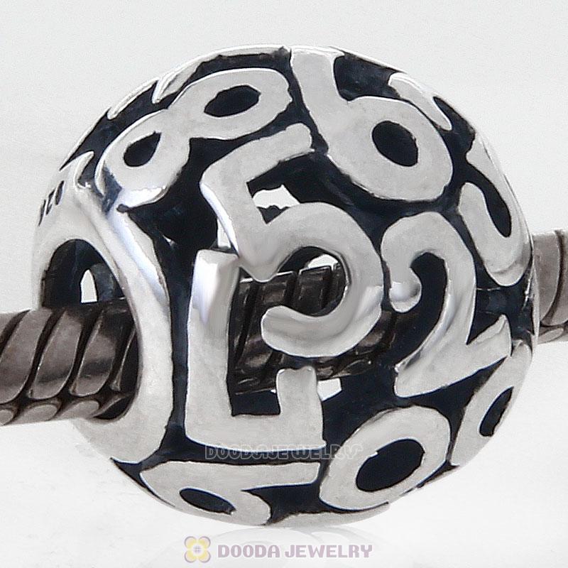 925 Sterling Silver 0 to 9 Combination Number Charm European Bead