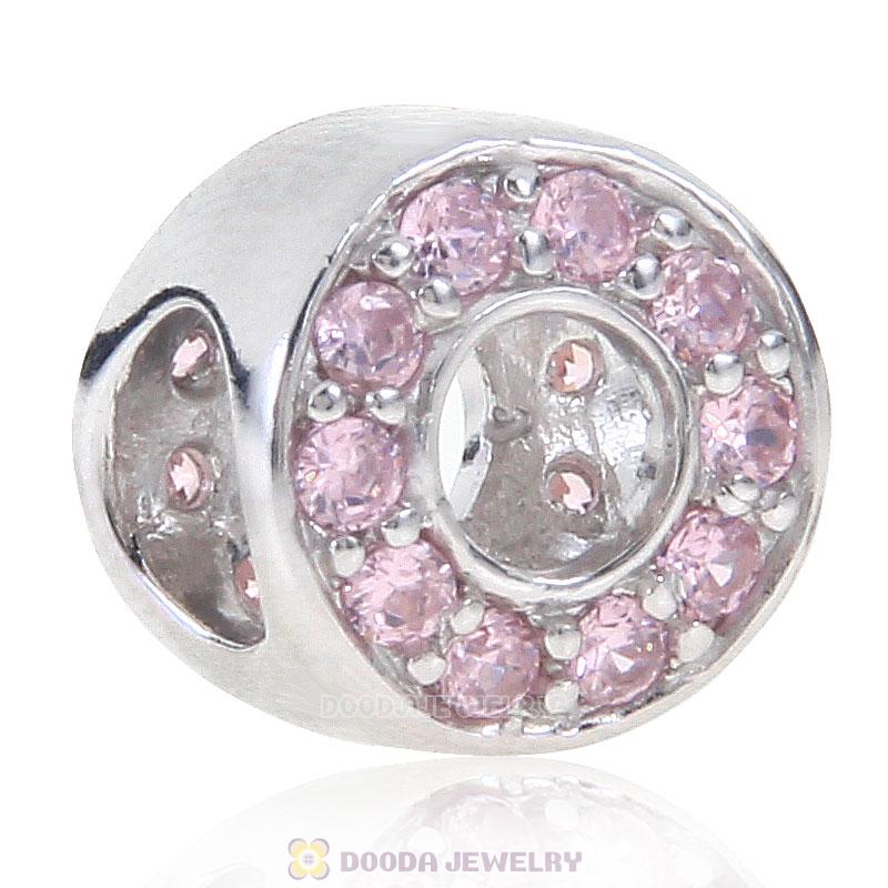 925 Sterling Silver Pink CZ October Birthstone Bead