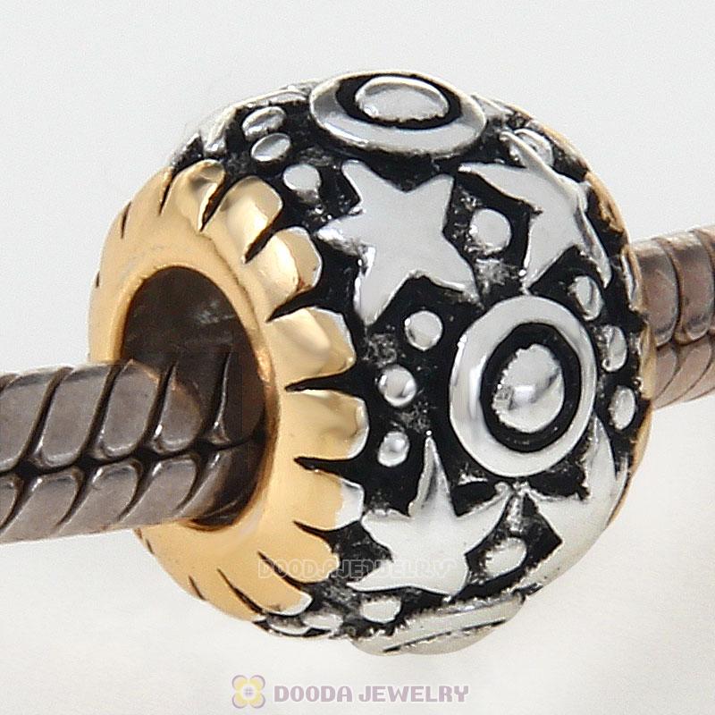 925 Sterling Silver Gold Plated Star Charm European Bead