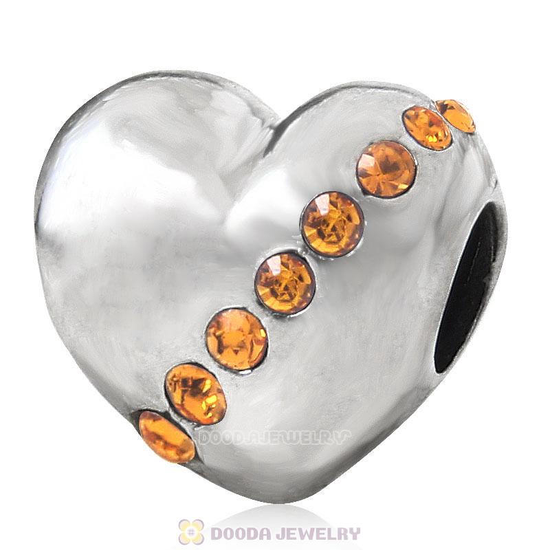 925 Sterling Silver Topaz Crystal Mother Heart Love Bead
