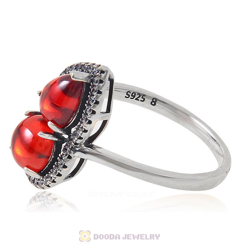 European 925 Sterling Silver Woman Ring Gourd with Clear Cz